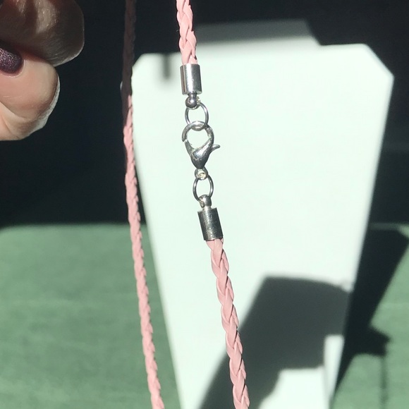 Rose Quartz, Sterling Silver, Pink Leather Braid - Picture 3 of 5